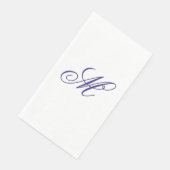 Serviette En Papier Monogramme Initial Élégant Bleu Marine (Coin)