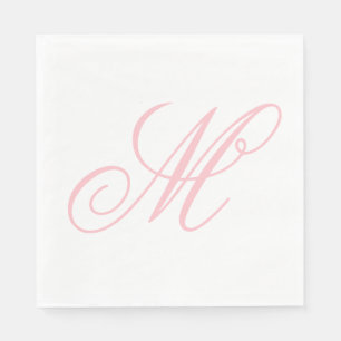 Serviette En Papier Monogramme Initial Élégant Rose