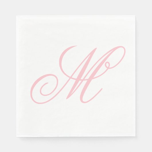 Serviette En Papier Monogramme Initial Élégant Rose (Devant)