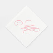 Serviette En Papier Monogramme Initial Élégant Rose (Coin)