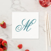 Serviette En Papier Monogramme Initial Élégant Sarcelle (En situation)