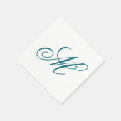 Serviette En Papier Monogramme Initial Élégant Sarcelle (Coin)