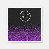Serviette En Papier monogramme initial en argent avec parties scintill (Devant)