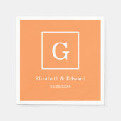 Serviette En Papier Monogramme initial encadré par blanc foncé de (Devant)