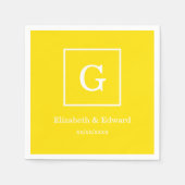 Serviette En Papier Monogramme initial encadré par blanc jaune (Devant)