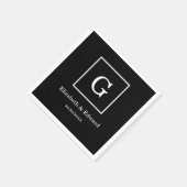 Serviette En Papier Monogramme initial encadré par blanc noir (Coin)