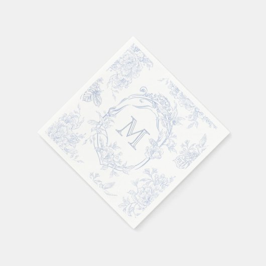 Serviette En Papier Monogramme initial Floral Toile bleu Mariage (Coin)