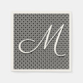 Serviette En Papier Monogramme initial géométrique noir et blanc (Devant)