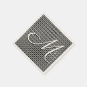 Serviette En Papier Monogramme initial géométrique noir et blanc (Coin)