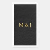 Serviette En Papier Monogramme initial Gold Noir Nom personnalisé Mode (Devant)
