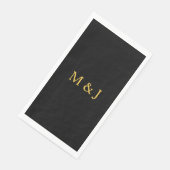 Serviette En Papier Monogramme initial Gold Noir Nom personnalisé Mode (Coin)