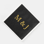 Serviette En Papier Monogramme initial Gold Noir Nom personnalisé Mode (Coin)