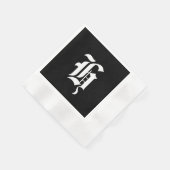 Serviette En Papier Monogramme initial H noir et blanc, (Coin)