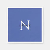 Serviette En Papier Monogramme initial manuscrit propre nom bleu (Devant)