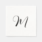 Serviette En Papier Monogramme Initial Minimaliste (Devant)