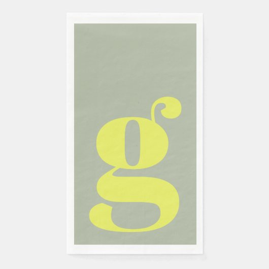 Serviette En Papier Monogramme Initial Minimaliste Gras Chartreuse Sag (Devant)
