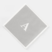 Serviette En Papier Monogramme Initial Nom personnalisé Gris Gris Blan (Coin)
