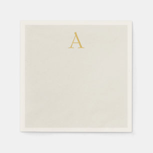 Serviette En Papier Monogramme initial professionnel couleur or et pas