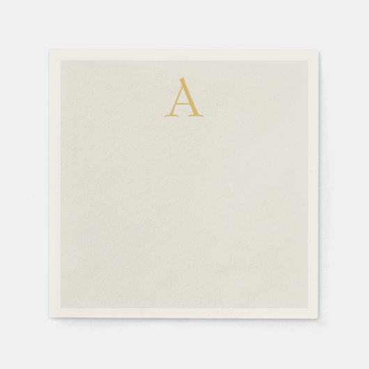 Serviette En Papier Monogramme initial professionnel couleur or et pas (Devant)