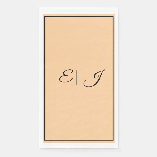 Serviette En Papier Monogramme Initial Retro Écriture Corail Orange Ma (Devant)