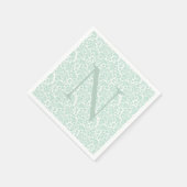 Serviette En Papier Monogramme initial Sage vert Damas (Coin)