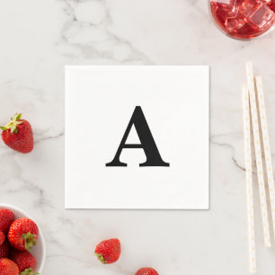 Serviette En Papier Monogramme Initial Simple Élégant Nom Personnalisé