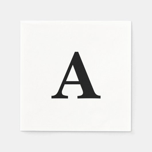 Serviette En Papier Monogramme Initial Simple Élégant Nom Personnalisé (Devant)