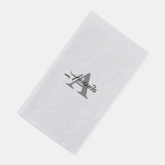 Serviette En Papier Monogramme Initial Simple Élégant Nom Personnalisé (Coin)