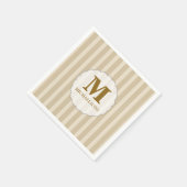 Serviette En Papier Monogramme Initial Simple Minimaliste Marron Clair (Coin)