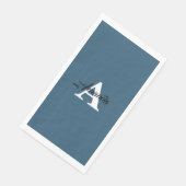 Serviette En Papier Monogramme Initial Simple Nom Bleu Poussiéreux Bla (Coin)