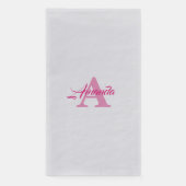 Serviette En Papier Monogramme Initial Simple Nom Personnalisé Rose Ar (Devant)
