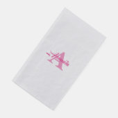 Serviette En Papier Monogramme Initial Simple Nom Personnalisé Rose Ar (Coin)