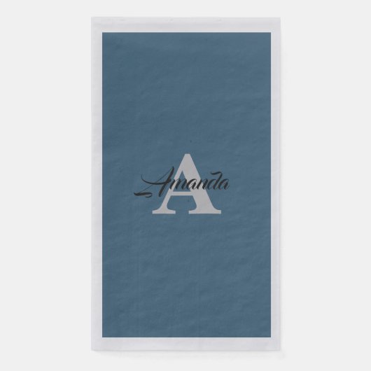 Serviette En Papier Monogramme Initial Simple Personnalisé Bleu Poussi (Devant)