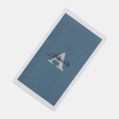 Serviette En Papier Monogramme Initial Simple Personnalisé Bleu Poussi (Coin)