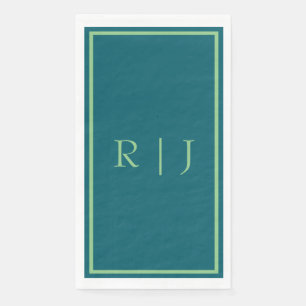Serviette En Papier Monogramme Initial Vert Sauge Vert Émeraude Mariag