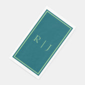 Serviette En Papier Monogramme Initial Vert Sauge Vert Émeraude Mariag (Coin)