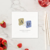 Serviette En Papier Monogramme Initiale Aquarelle Mariage (En situation)