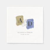 Serviette En Papier Monogramme Initiale Aquarelle Mariage (Devant)