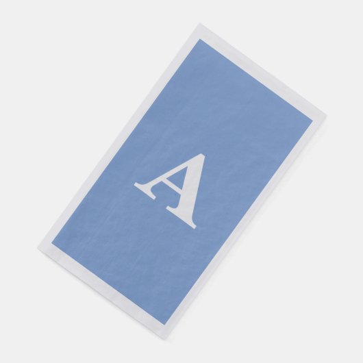 Serviette En Papier Monogramme initiale bleu barbeau Blanc Nom personn (Coin)