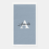 Serviette En Papier Monogramme initiale de douche de mariage bleu pous (Devant)