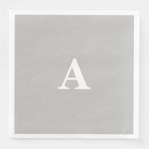 Serviette En Papier Monogramme Initiale Nom personnalisé Gris Blanc Fê