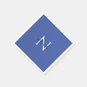 Serviette En Papier Monogramme Initiale Nom Propre Manuscrit Bleu (Coin)