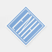 Serviette En Papier Monogramme Initiales 3 Moderne Gras | Bleu Clair (Coin)