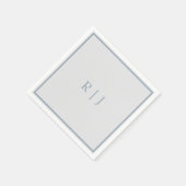 Serviette En Papier Monogramme Initiales Dusty Blue Grey Mariage (Coin)