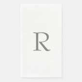 Serviette En Papier Monogramme Initiales Nom Gris Gris Blanc (Devant)