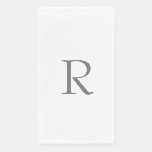 Serviette En Papier Monogramme Initiales Nom Gris Gris Blanc (Devant)