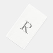 Serviette En Papier Monogramme Initiales Nom Gris Gris Blanc (Coin)