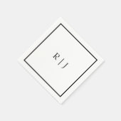 Serviette En Papier Monogramme Initiales Nom noir blanc Mariage minima (Coin)