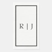 Serviette En Papier Monogramme Initiales Nom noir blanc Mariage minima (Devant)