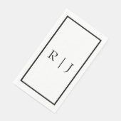 Serviette En Papier Monogramme Initiales Nom noir blanc Mariage minima (Coin)